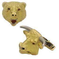 Deakin & Francis Yellow Gold Bull And Bear Cufflinks