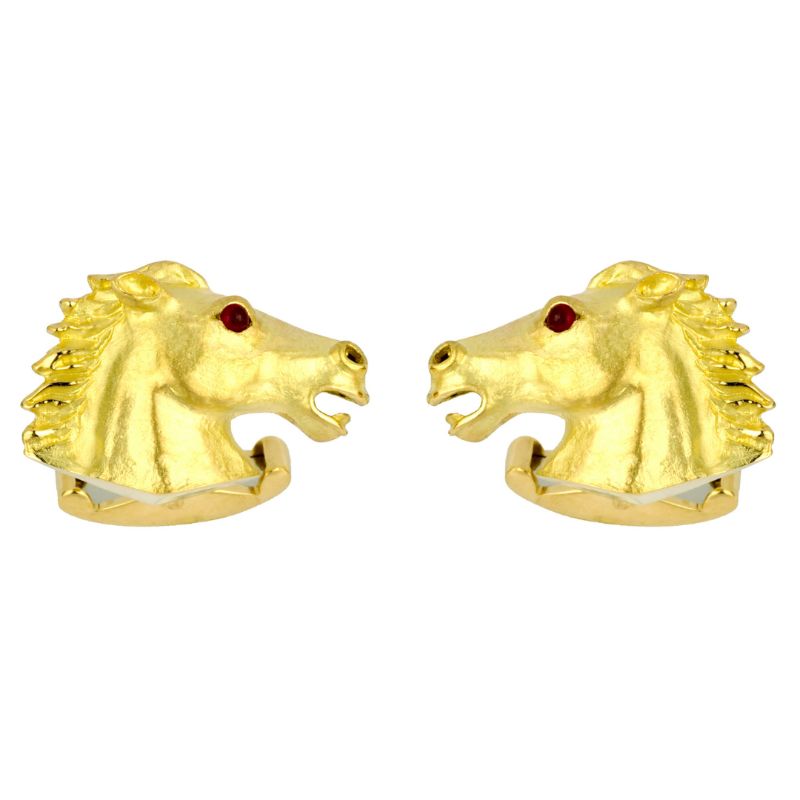 18 Karat Yellow Gold Horse With Ruby Eyes