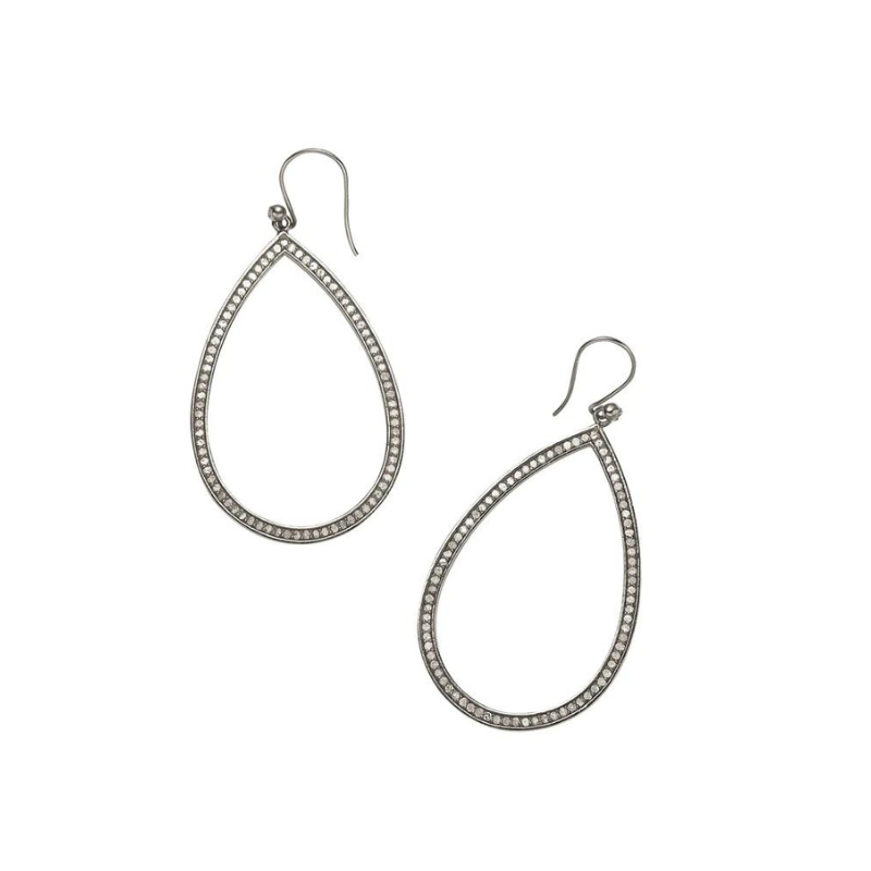 Vincent Peach Channel Set Tear Drop Open Drop Earrings