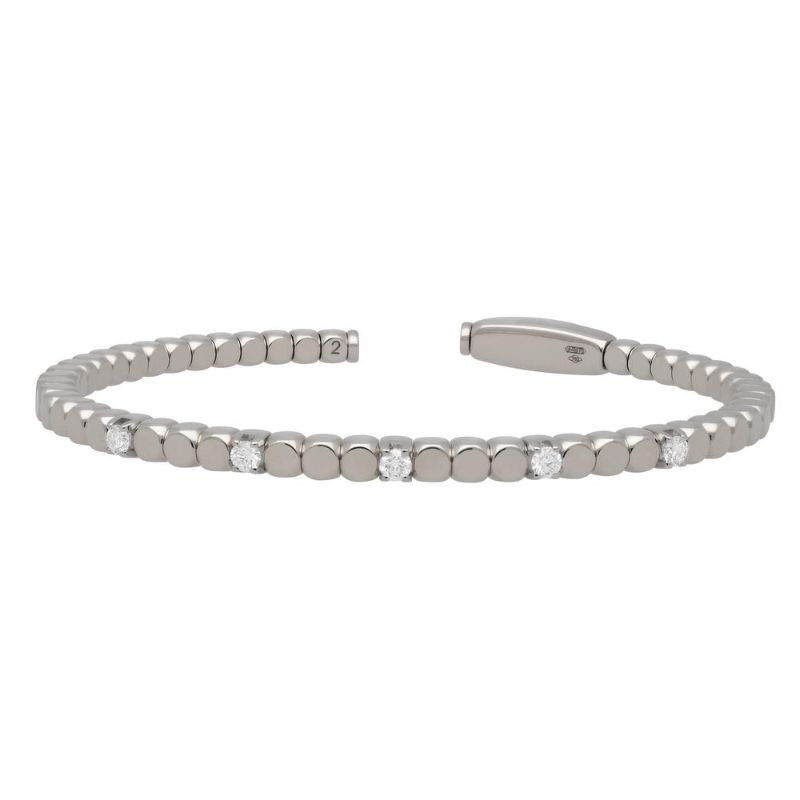 18K White Gold Bangle with 5 Diamonds