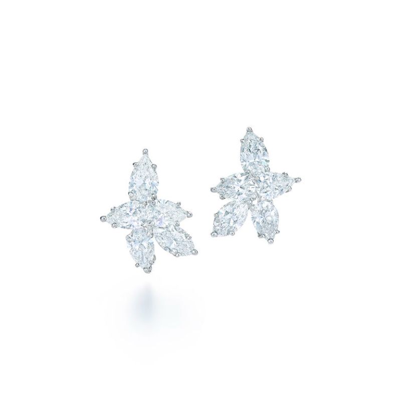 Kwiat American Beauty Five Diamond Cluster Earrings