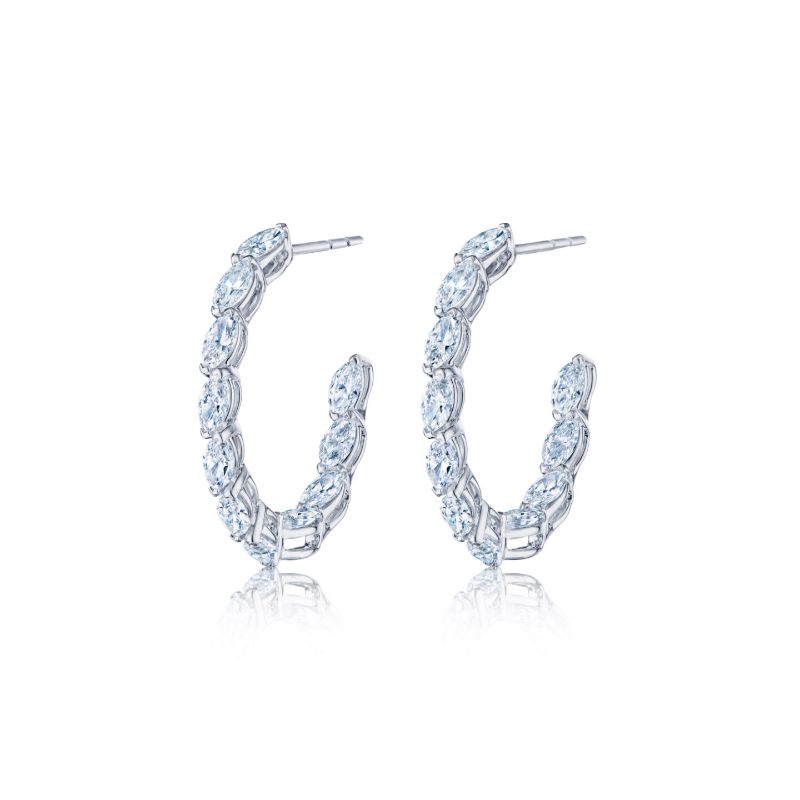 Kwiat Hoop Earrings with Marquise Diamonds