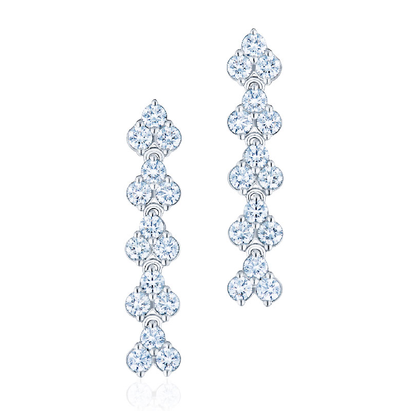 Kwiat White Gold Cluster Drop Earrings