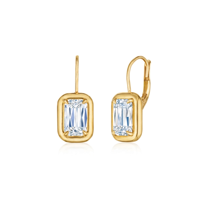 Ashoka Bezel Set Diamond Drop Earrings in 18K Yellow Gold