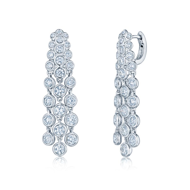 Kwiat Waterfall Three Row Diamond Earrings