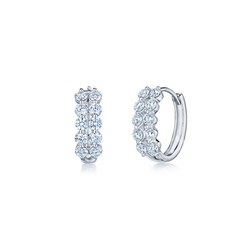 Kwiat Lyric Two Row Diamond Huggie Earrings
