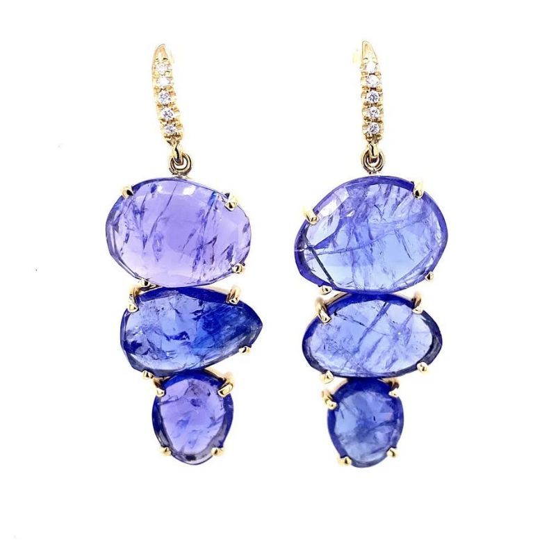 Lauren K Joyce Tanzanite 3 Stone Earrings