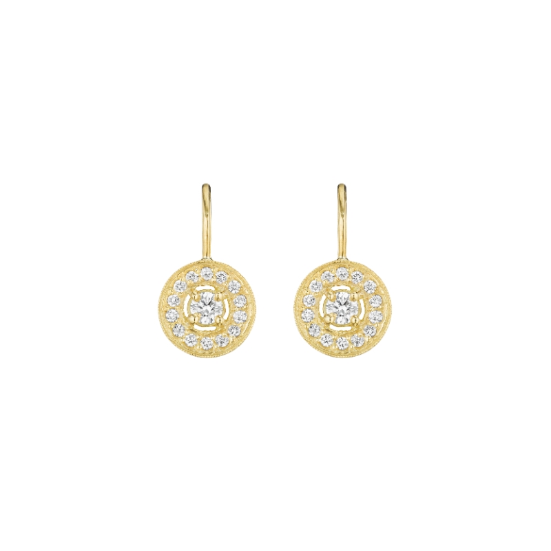 18K Yellow Gold .52Ct Medium Pave Round With Engraving On French Wire (57)