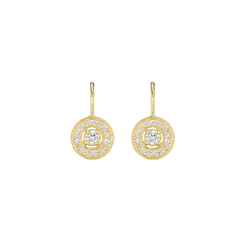 18K Yellow Gold .52Ct Medium Pave Round With Engraving On French Wire (57)