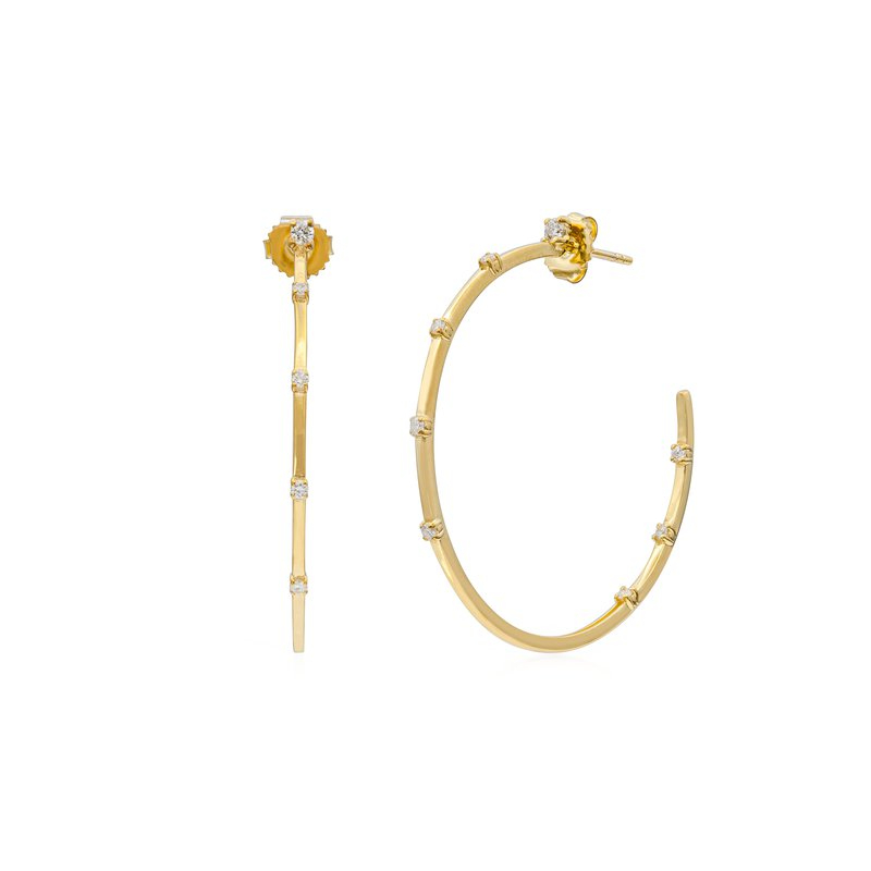 Rudolf Friedmann Diamond Station Hoop Earrings