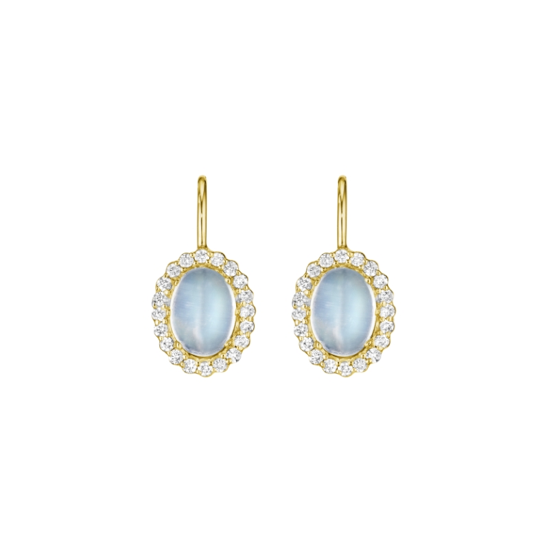 Oval Moonstone Earrings On French Wire
