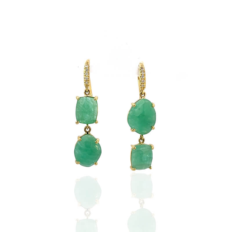 Lauren K Rose Cut Emerald Hi-Lo Joyce Earrings