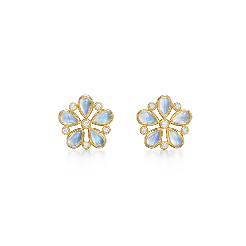 Temple St. Clair 18K Luna Flower Post Earrings