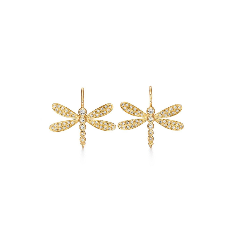 Temple St. Clair 18K Diamond Dragonfly Earrings