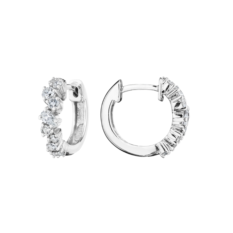 Stardust Huggie Earrings With Pear & Round Brilliant Cut Diamonds On Posts