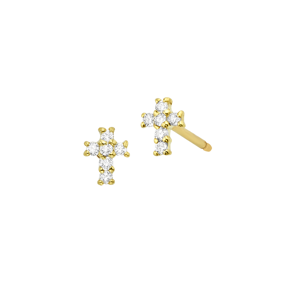 Deutsch Signature Diamond Cross Earring Single