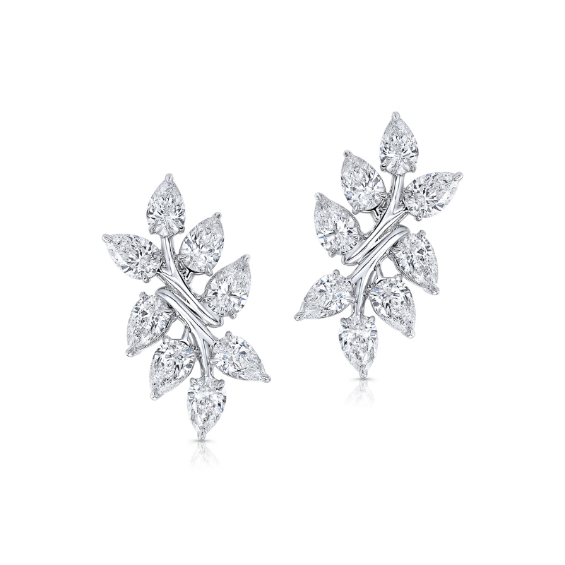 Rahaminov 18K White Gold Branch Post Earrings