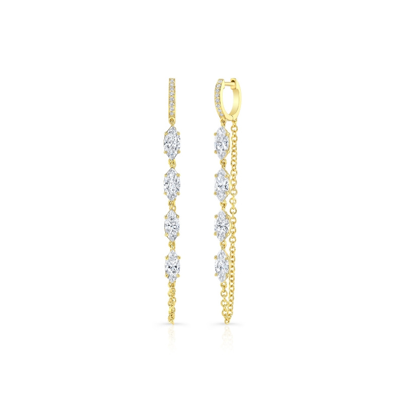 Rahaminov 18K White Double  Chain Huggie Hoop Earrings