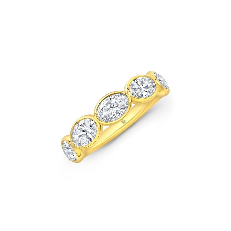 Rahaminov 18K Yellow Gold East-West Halfway Band