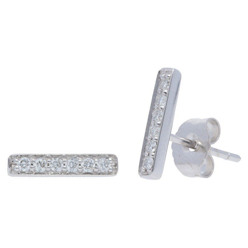 Deutsch Signature Pave Diamond Thin Bar Stud Earrings