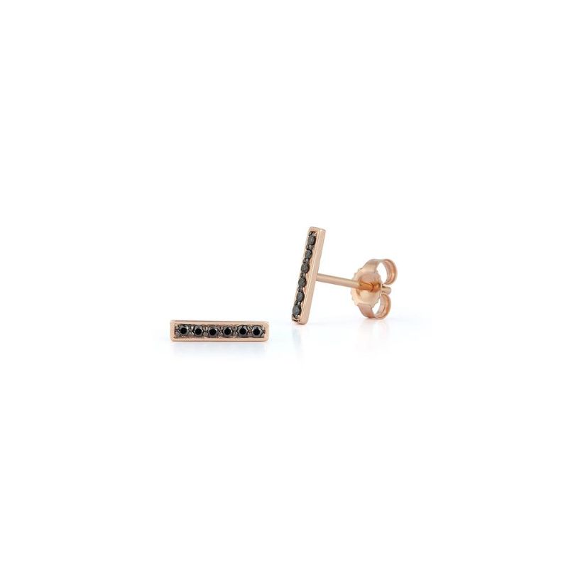 Deutsch Signature Black Diamond Thin Bar Stud Earrings