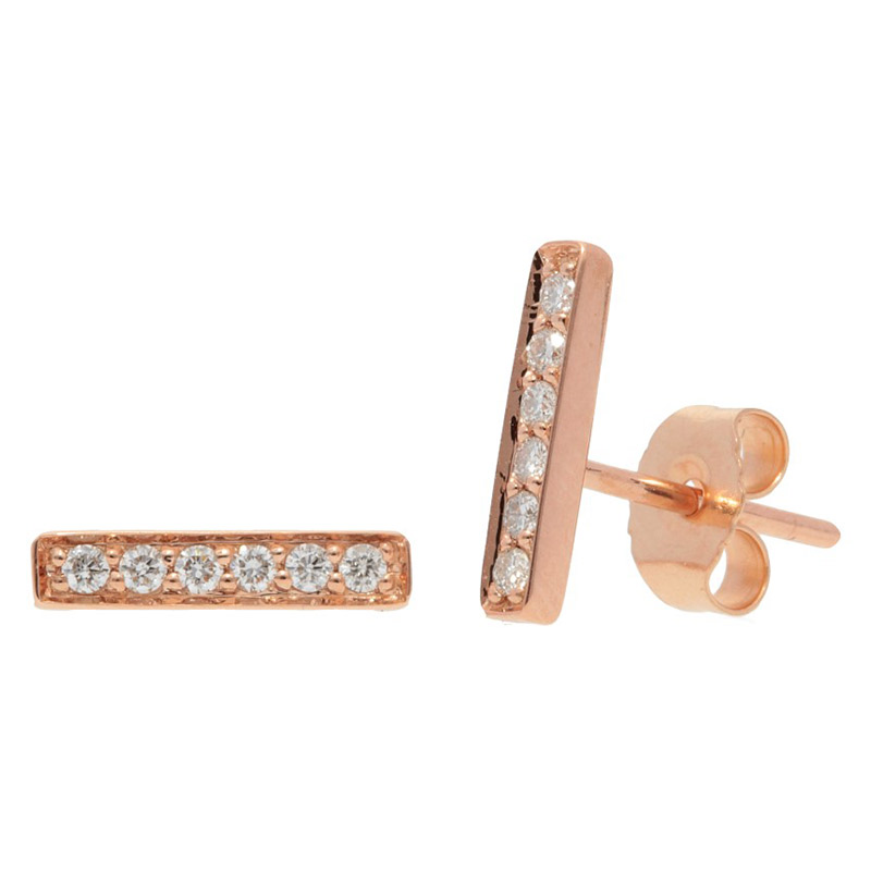 Deutsch Signature Pave Diamond Thin Bar Stud Earrings