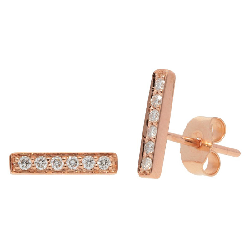 Deutsch Signature Pave Diamond Thin Bar Stud Earrings