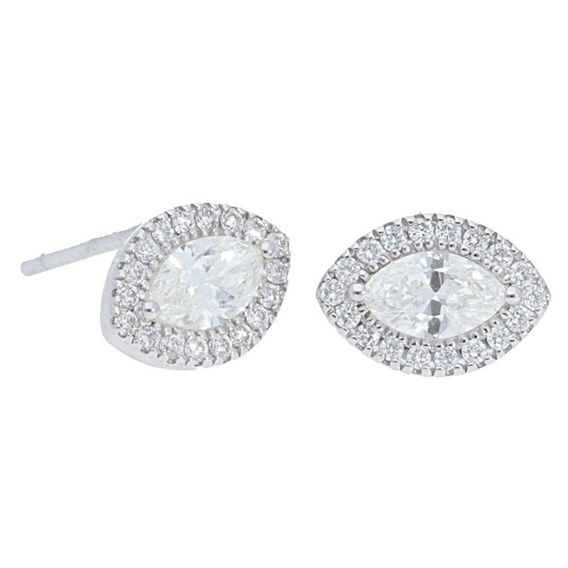 Deutsch Signature Marquise Diamond Halo Stud Earrings