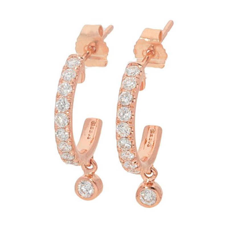 Deutsch Signature Pave Diamond Hoop with Diamond Bezel Drop Stud Earrings