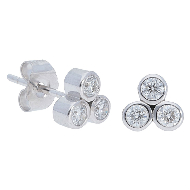 Deutsch Signature 3 Diamond Cluster Bezel Set Studs