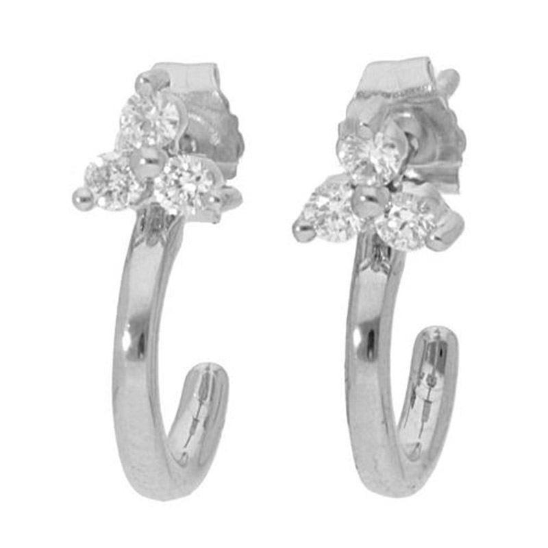 Deutsch Signature 3 Diamond Cluster Hoop Stud Earrings