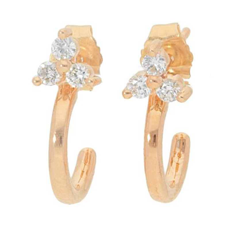 Deutsch Signature 3 Diamond Cluster Hoop Stud Earrings