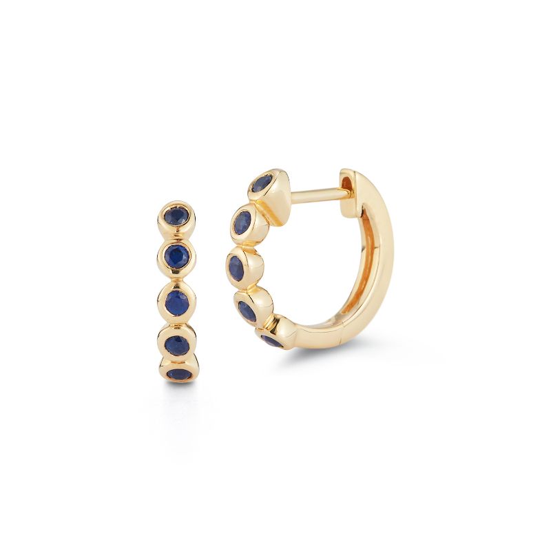 Deutsch Signature Blue Sapphire Bezel Huggie Earrings