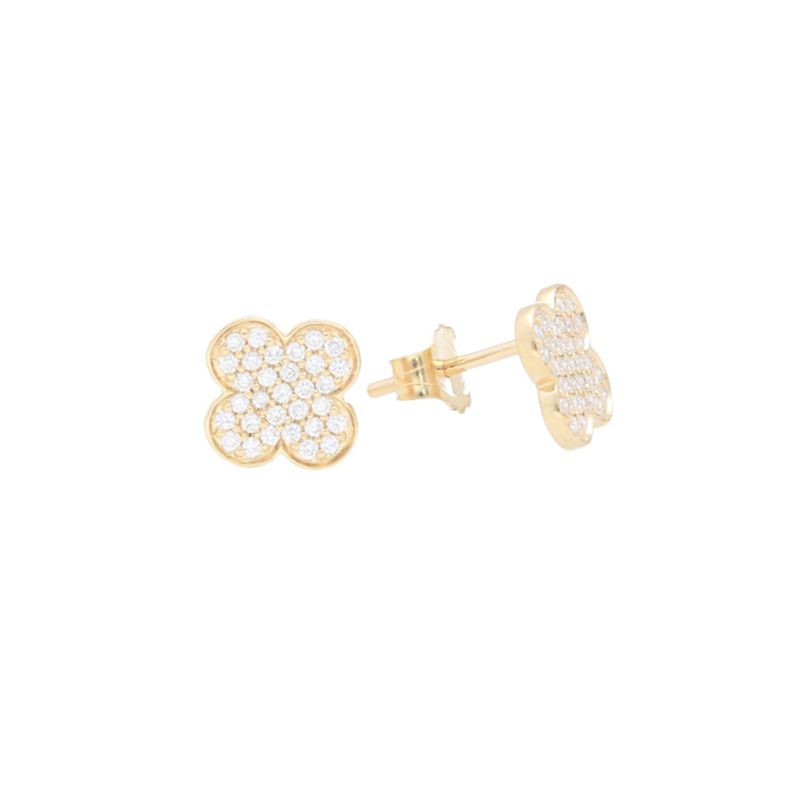 Deutsch Signature Clover Pave Diamond Stud Earrings