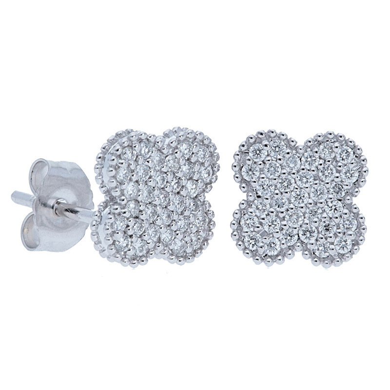 Deutsch Signature Clover Pave Diamond Stud Earrings