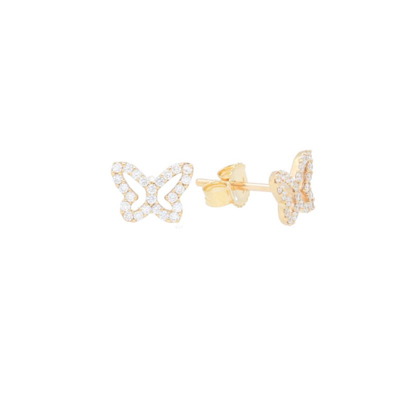 Deutsch Signature Open Pave Diamond Butterfly Stud Earrings