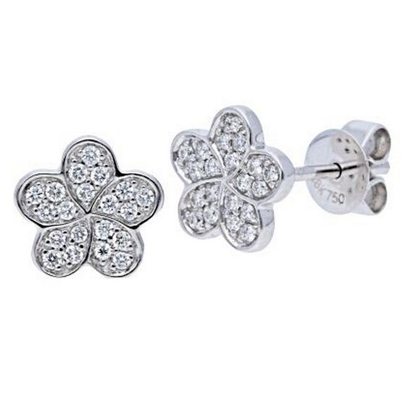 Deutsch Signature Pave Diamond Flower Stud Earrings