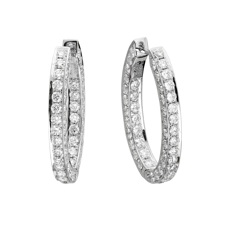 Jye's Diamond 3 Sided Oval Hoop Earrings