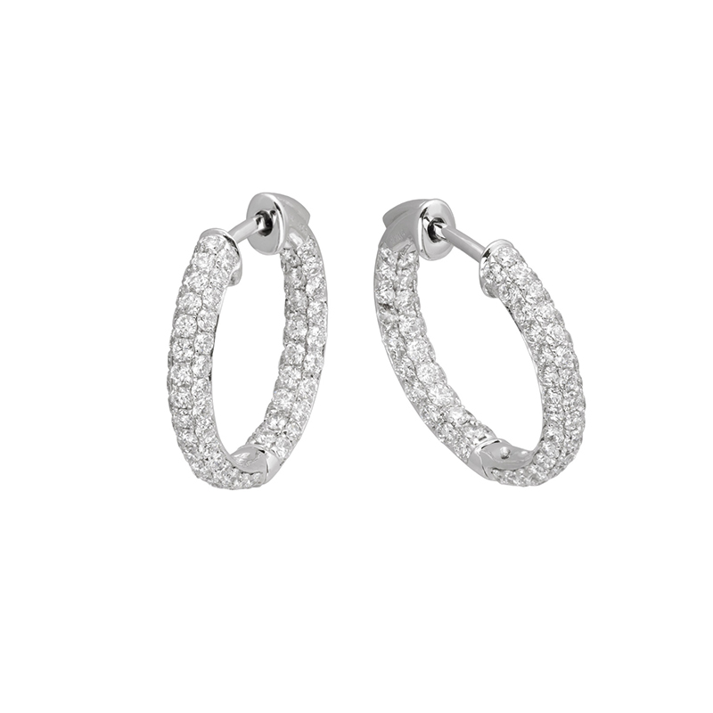 Jye's Round Diamond Inside Out Hoop Earrings