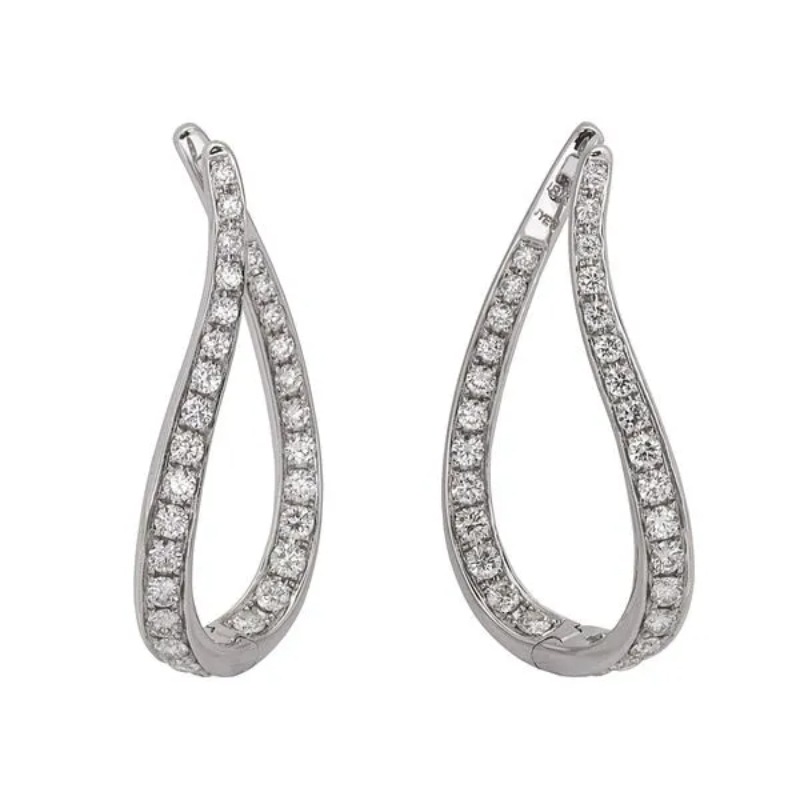 Jyes's Pave Tear Shape In/Out Hoop Earring