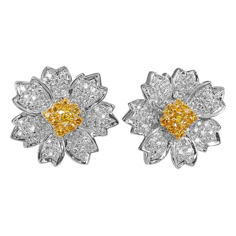 Jye's Yellow Diamond Flower Earrings