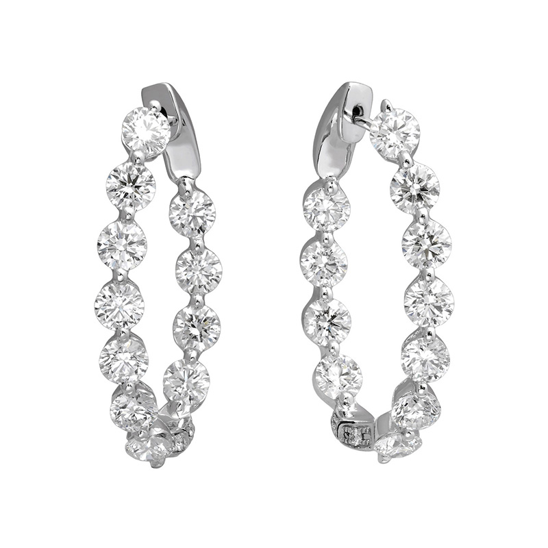 Jye's Oval Diamond Inside Out Hoop Earring