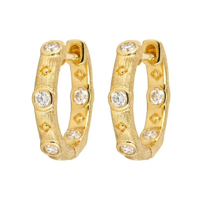 Jude Frances Jane Hoop Earrings With Diamond Inlay