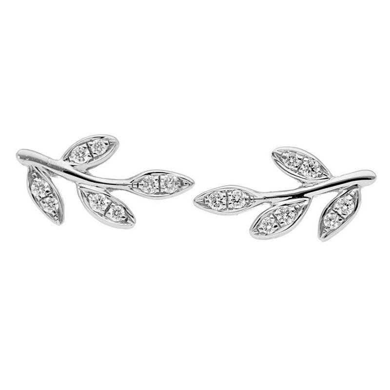 Deutsch Signature Diamond Leaf Stud Earrings