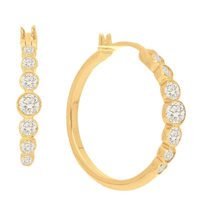 Deutsch Signature Bezel Graduating Diamond Hoops