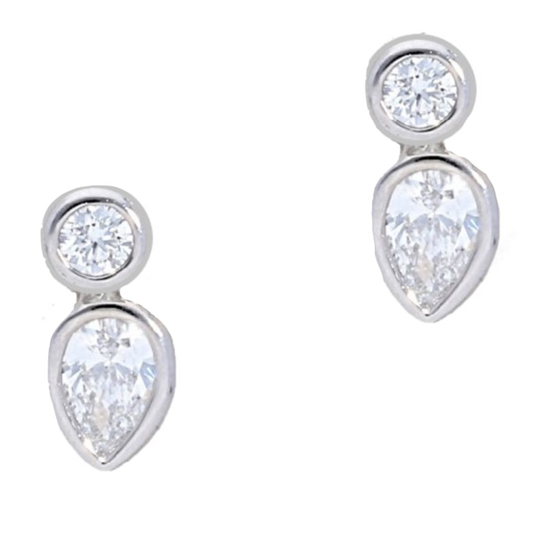 Deutsch Signature Bezel Set Pear Shape Diamond Studs