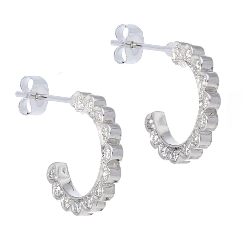 Deutsch Signature Side Diamond Stud Hoop Earrings