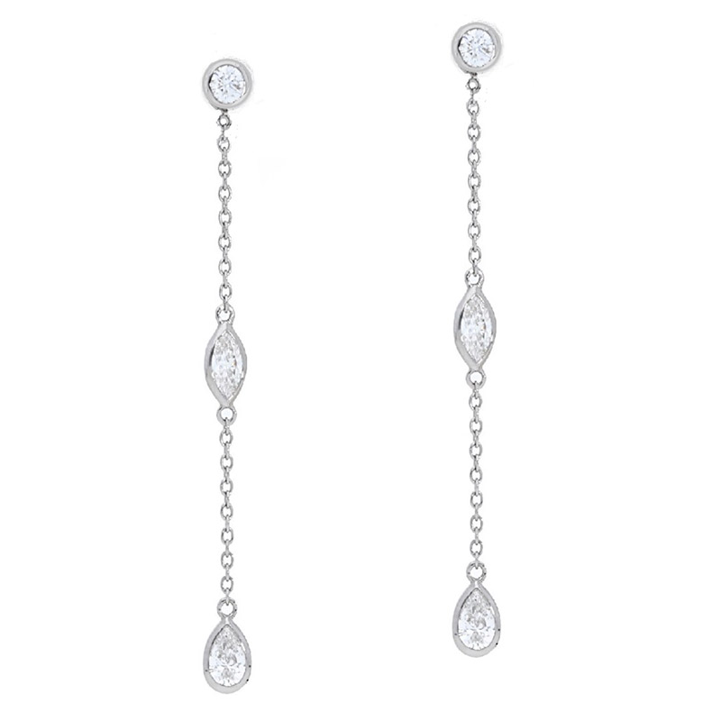 Deutsch Signature Plain Bezel Diamonds by the Yard Drop Earrings