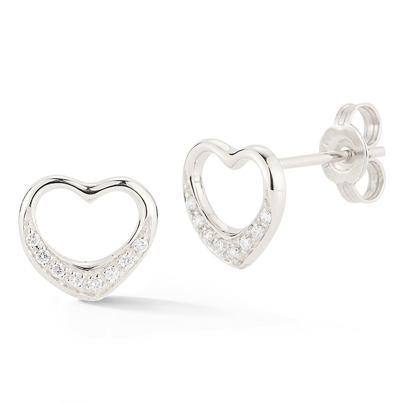 Deutsch Signature Diamond Heart Stud Earrings