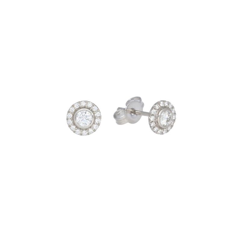 Deutsch Signature Halo Bezel Diamond Stud Earrings